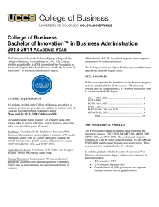 College of Business Bachelor of Innovation™ in Business Administration 2013-2014