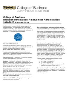 College of Business Bachelor of Innovation™ in Business Administration 2014-2015