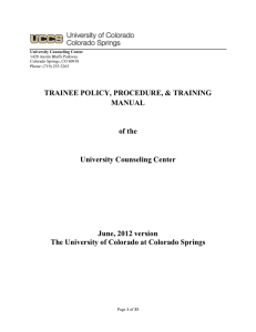 TRAINEE POLICY, PROCEDURE, &amp; TRAINING MANUAL of the