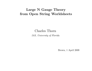 Large N Gauge Theory from Open String Worldsheets Charles Thorn