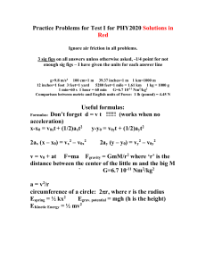 Practice Problems for Test I for PHY2020  Solutions in Red