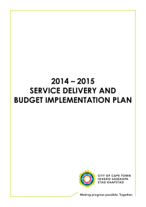 2014 – 2015 SERVICE DELIVERY AND BUDGET IMPLEMENTATION PLAN