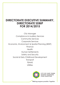 DIRECTORATE EXECUTIVE SUMMARY, DIRECTORATE SDBIP FOR 2014/2015