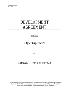 DEVELOPMENT AGREEMENT City of Cape Town