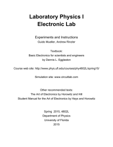 Laboratory Physics I Electronic Lab Experiments and Instructions