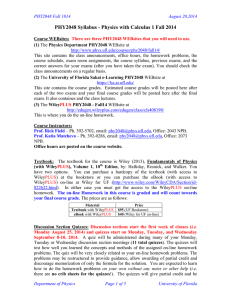 PHY2048 Syllabus - Physics with Calculus 1 Fall 2014