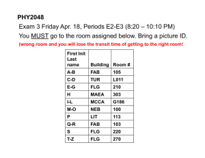 Exam 3 Friday Apr. 18, Periods E2-E3 (8:20 – 10:10... y p , (