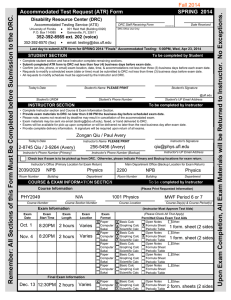 Accommodated Test Request (ATR) Form SPRING  2014
