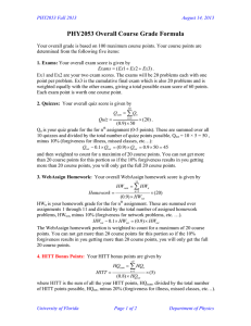 PHY2053 Overall Course Grade Formula