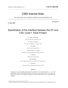 CMS Internal Note Specification of the Interface between the DT and