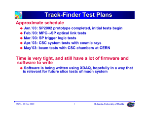 Track - Finder Test Plans Approximate schedule
