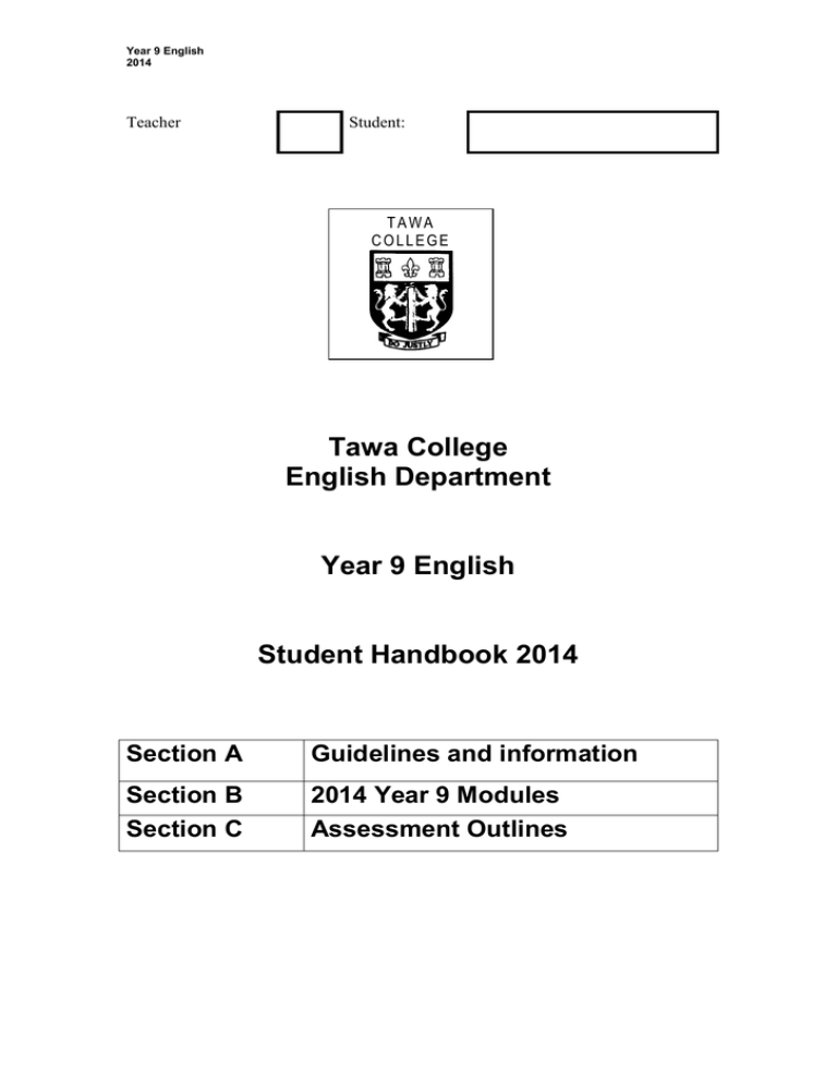 Tawa College English Department Year 9 English