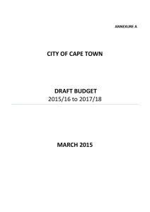 CITY OF CAPE TOWN DRAFT BUDGET  ANNEXURE A