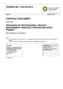 TENDER NO. 119C/2014/15 CONTRACT DOCUMENT  PROVISION OF PROFESSIONAL PROJECT