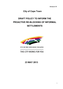 City of Cape Town  DRAFT POLICY TO INFORM THE