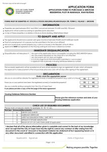 APPLICATION FORM INFORMATION APPLICATION FORM TO PURCHASE A SERVICED