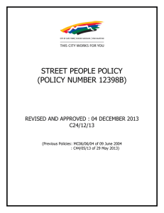 STREET PEOPLE POLICY (POLICY NUMBER 12398B)