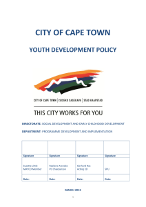 CITY OF CAPE TOWN YOUTH DEVELOPMENT POLICY