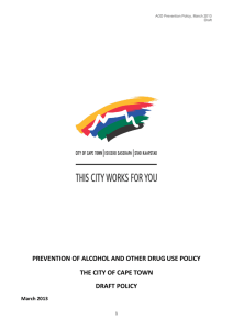 PREVENTION OF ALCOHOL AND OTHER DRUG USE POLICY DRAFT POLICY March 2013