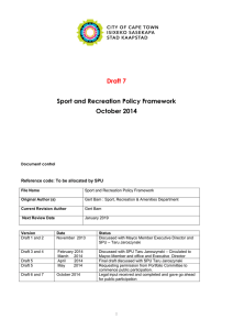 Sport and Recreation Policy Framework October 2014 Draft 7