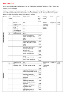 Clusters Sub Streets/ roads Pick Up Points