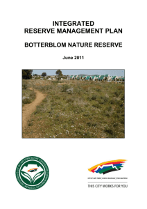 INTEGRATED RESERVE MANAGEMENT PLAN BOTTERBLOM NATURE RESERVE