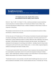 UT Southwestern’s Dr. Charles Pak receives international award for kidney-stone research