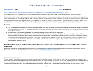 CFLR Ecological Indicator Progress Report