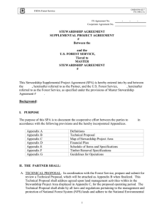 STEWARDSHIP AGREEMENT SUPPLEMENTAL PROJECT AGREEMENT #