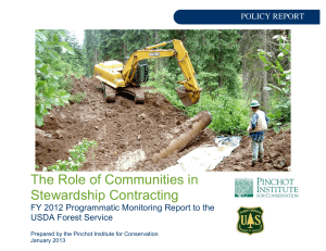 The Role of Communities in Stewardship Contracting USDA Forest Service