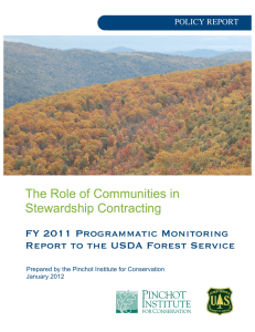 The Role of Communities in Stewardship Contracting  FY 2011 Programmatic Monitoring