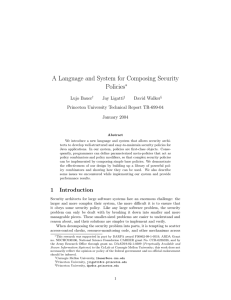 A Language and System for Composing Security Policies ∗ Lujo Bauer