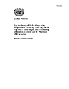 United Nations Regulations and Rules Governing Programme Planning, the Programme