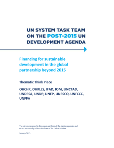Financing for sustainable development in the global partnership beyond 2015