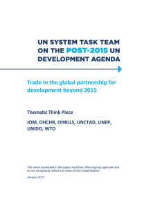 Trade in the global partnership for development beyond 2015  Thematic Think Piece