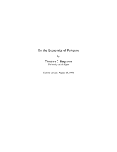 On the Economics of Polygyny Theodore C. Bergstrom by