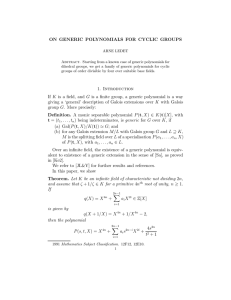 ON GENERIC POLYNOMIALS FOR CYCLIC GROUPS
