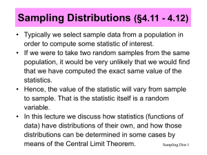 Sampling Distributions §4.11 - 4.12) (