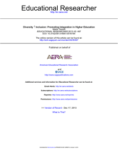 Educational Researcher  Inclusion: Promoting Integration in Higher Education Diversity