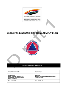 MUNICIPAL DISASTER RISK MANAGEMENT PLAN