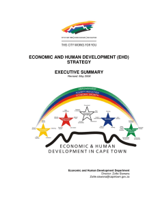 ECONOMIC AND HUMAN DEVELOPMENT (EHD) STRATEGY EXECUTIVE SUMMARY