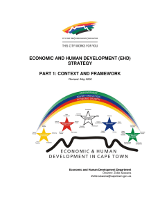 ECONOMIC AND HUMAN DEVELOPMENT (EHD) STRATEGY PART 1: CONTEXT AND FRAMEWORK