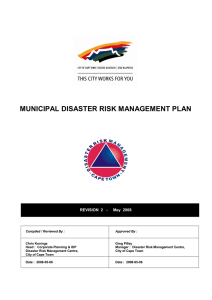 MUNICIPAL DISASTER RISK MANAGEMENT PLAN