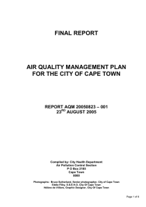FINAL REPORT AIR QUALITY MANAGEMENT PLAN FOR THE CITY OF CAPE TOWN