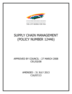 SUPPLY CHAIN MANAGEMENT (POLICY NUMBER 12446)