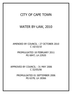 CITY OF CAPE TOWN WATER BY-LAW, 2010