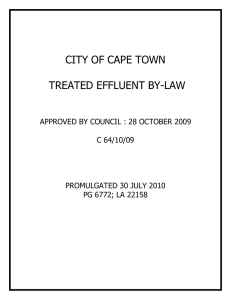 CITY OF CAPE TOWN TREATED EFFLUENT BY-LAW