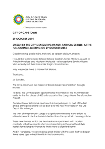 CITY OF CAPE TOWN  29 OCTOBER 2014