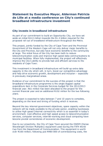 Statement by Executive Mayor, Alderman Patricia broadband infrastructure investment