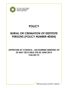 POLICY  BURIAL OR CREMATION OF DESTITUTE PERSONS (POLICY NUMBER 40504)